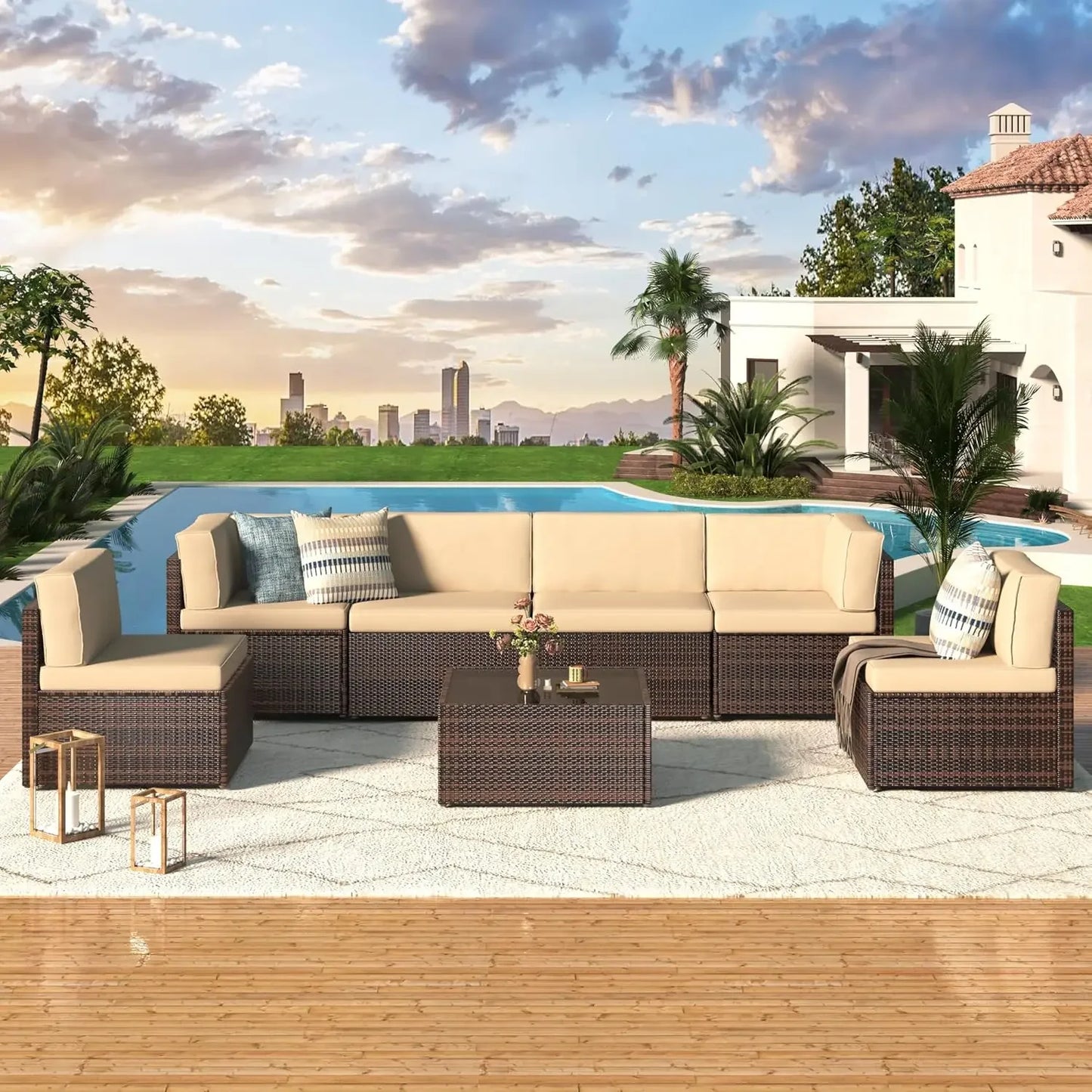 7 Piece Outdoor Patio Furniture Set